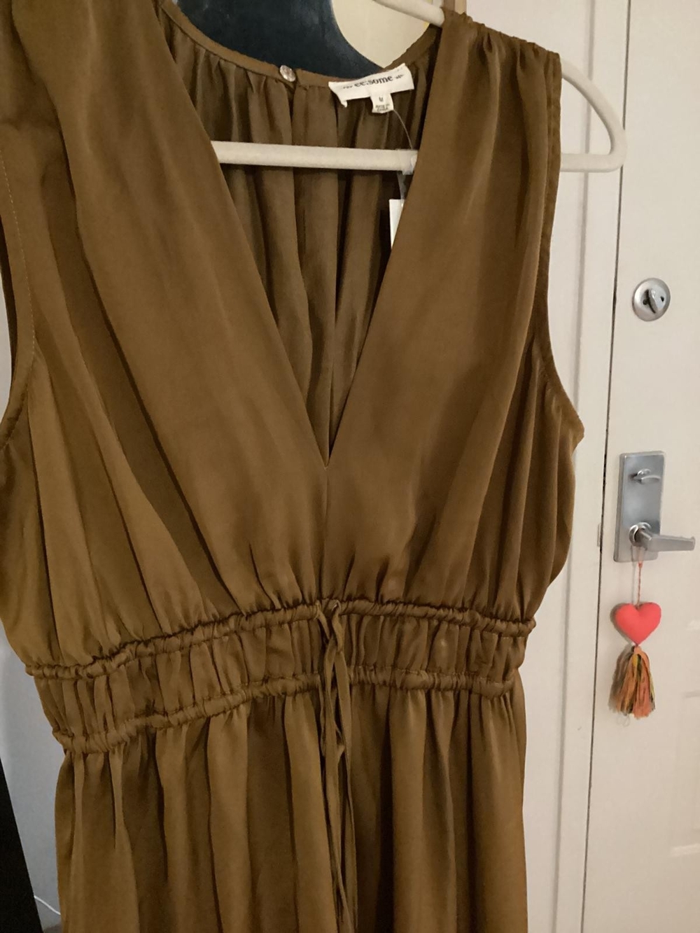Camel Brown Sleeveless Wide Leg Jumpsuit